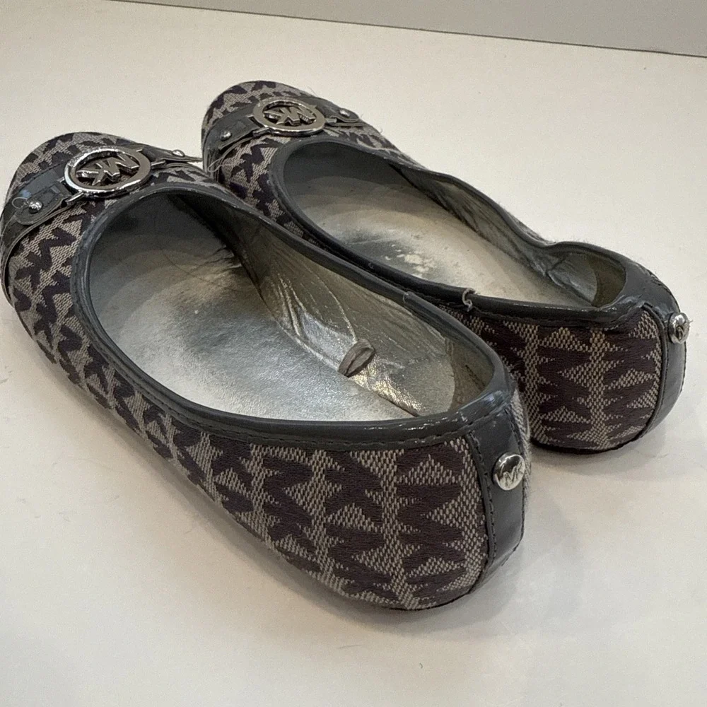 Michael Kors Tori Drew‎ 2 Signature Tan Black Ballet Flats Girls Youth Size 3